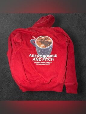 Abercrombie Kids Red Graphic Hoodie (Size 11/12, Relaxed Fit)